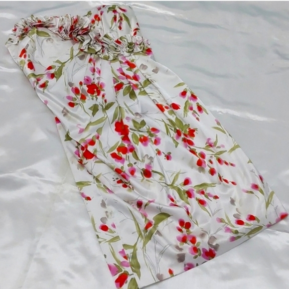 Maggy London Dresses & Skirts - Summer Dress Floral Satin Strapless Feminine  👋 FINAL MARKDOWN CLOSET CLOSING
